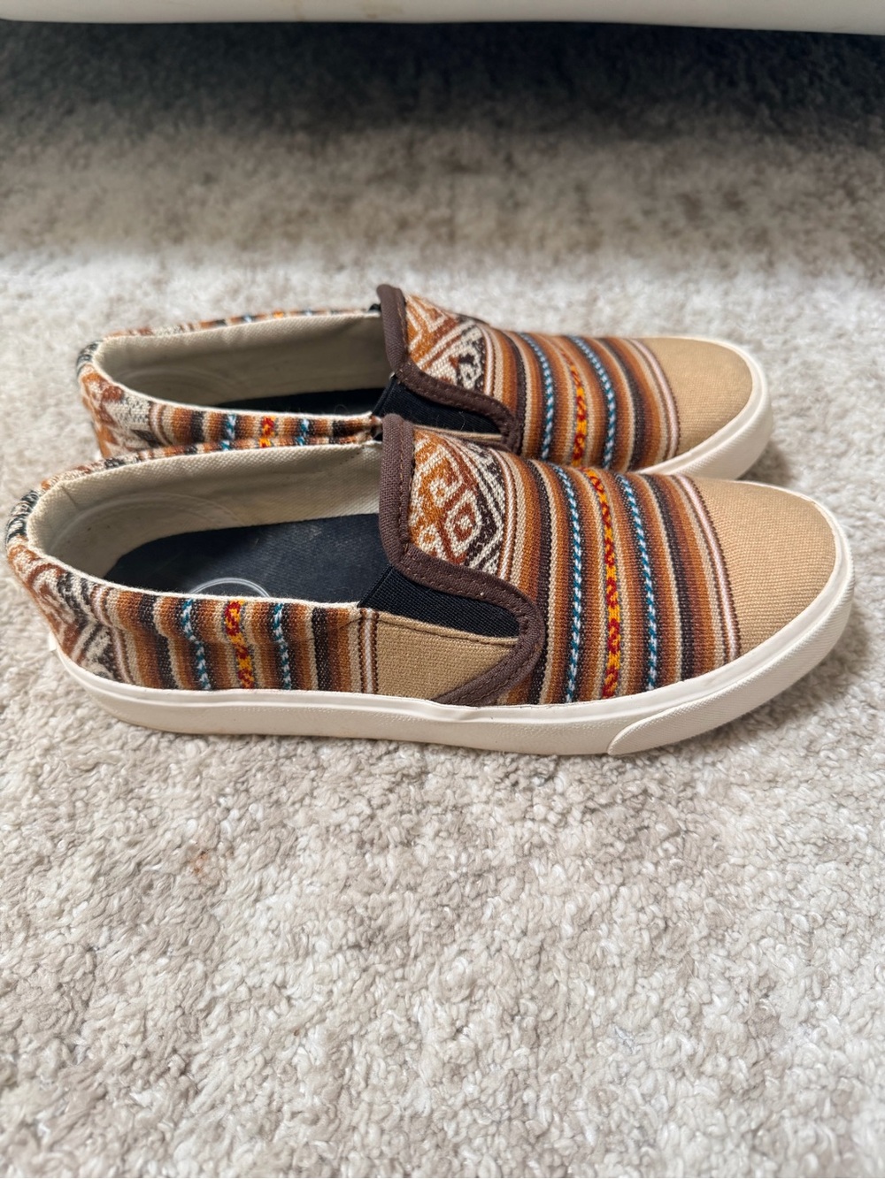 Inkkas Striped Slip-On Sneakers in Tan and Brown